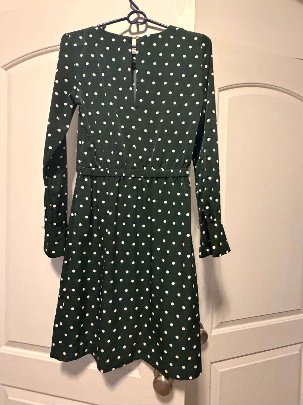 Women’s Dark Green Polka Dot Long Sleeve Dress